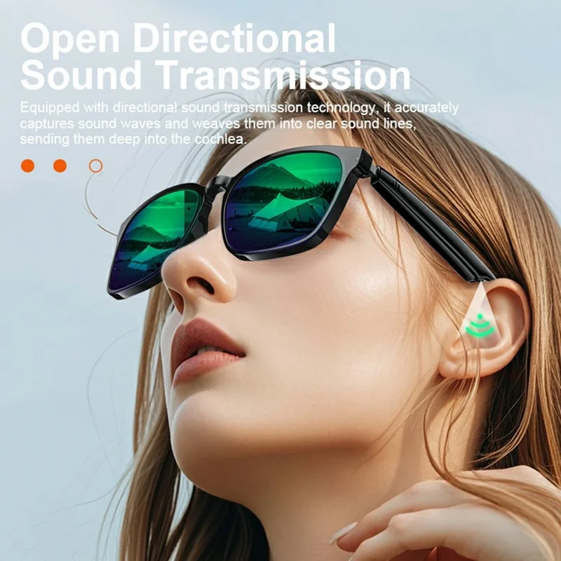 A10 AI Smart Bluetooth-compatible Driving Sunglasses Real Time Translation Multi Language Interpreter - Black