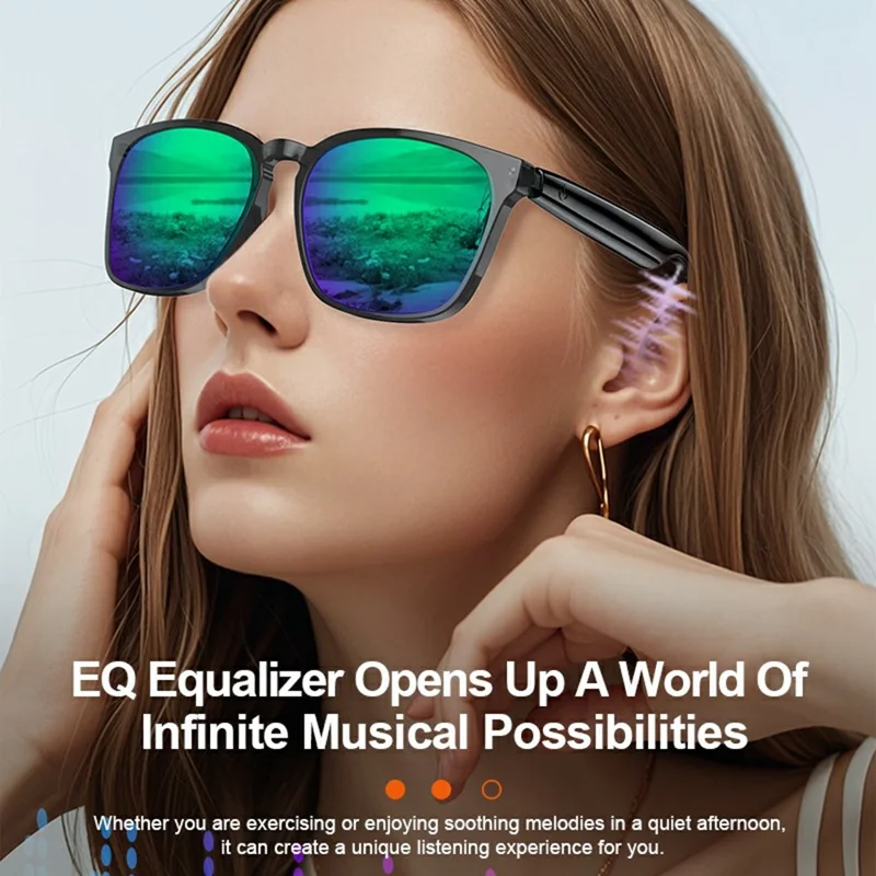 A10 AI Smart Bluetooth-compatible Driving Sunglasses Real Time Translation Multi Language Interpreter - Black