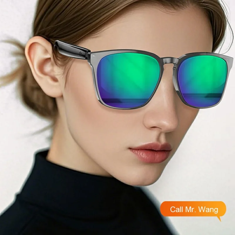 A10 AI Smart Bluetooth-compatible Driving Sunglasses Real Time Translation Multi Language Interpreter - Gold