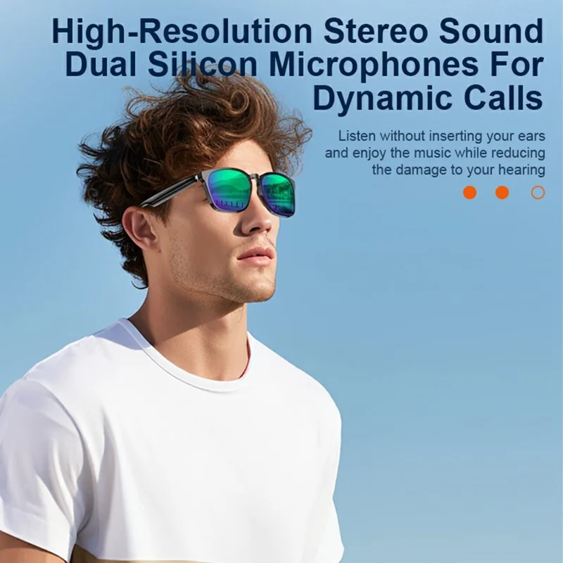 A10 AI Smart Bluetooth-compatible Driving Sunglasses Real Time Translation Multi Language Interpreter - Gold