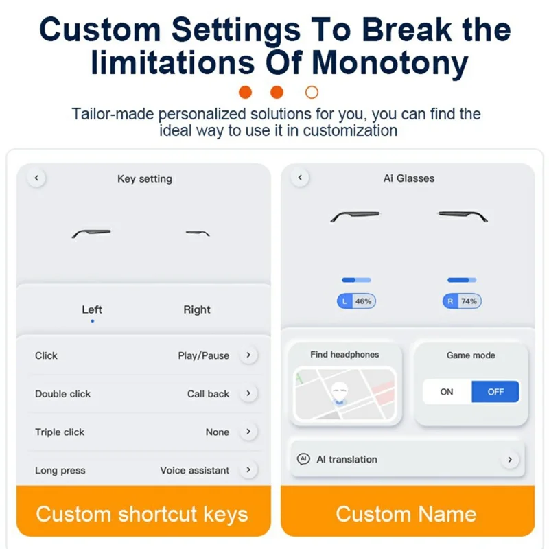 A10 AI Smart Bluetooth-compatible Driving Sunglasses Real Time Translation Multi Language Interpreter - Gold