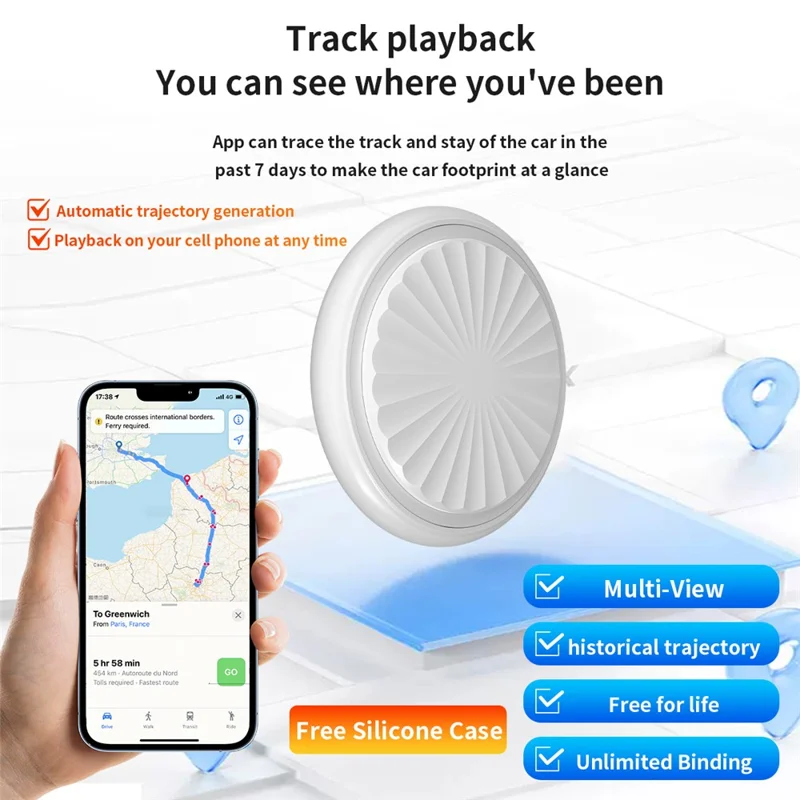 Traceur intelligent F8 pour Apple Android, Localisateur de suivi global, Compatible avec l'application Find My - Noir