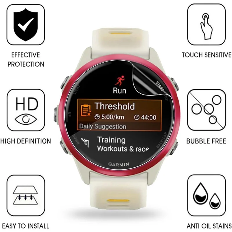 3 Peças Película Protetora de Tela 3D para Smartwatch Garmin Forerunner 570 42mm - Película Hidrogel Anti-Risco