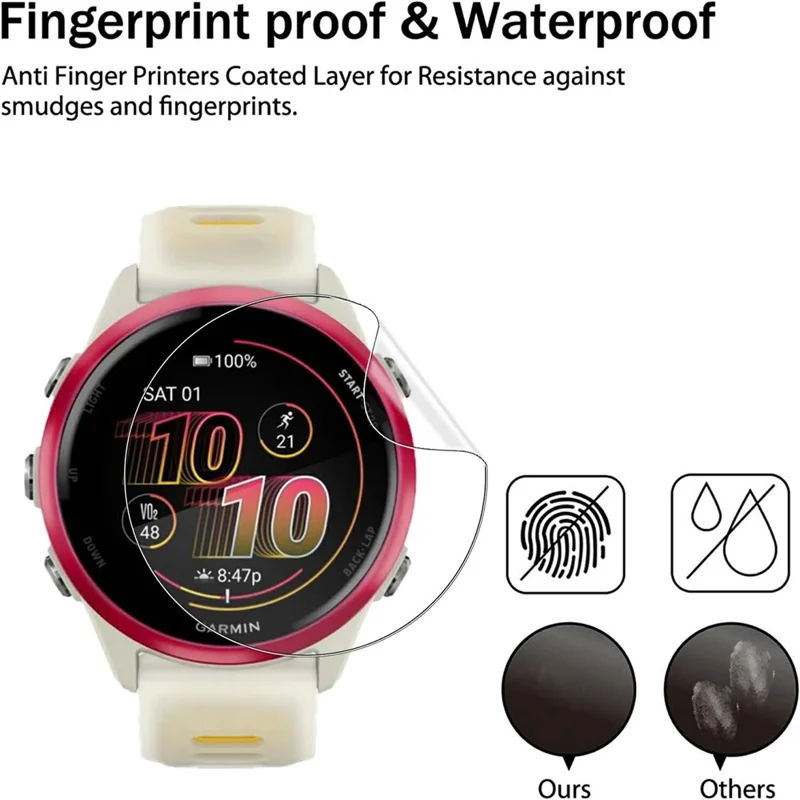 3 Peças Película Protetora de Tela 3D para Smartwatch Garmin Forerunner 570 42mm - Película Hidrogel Anti-Risco