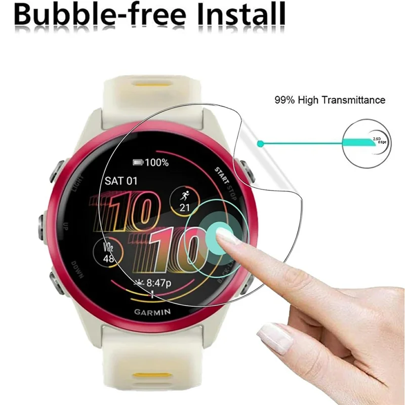 3 Peças Película Protetora de Tela 3D para Smartwatch Garmin Forerunner 570 42mm - Película Hidrogel Anti-Risco
