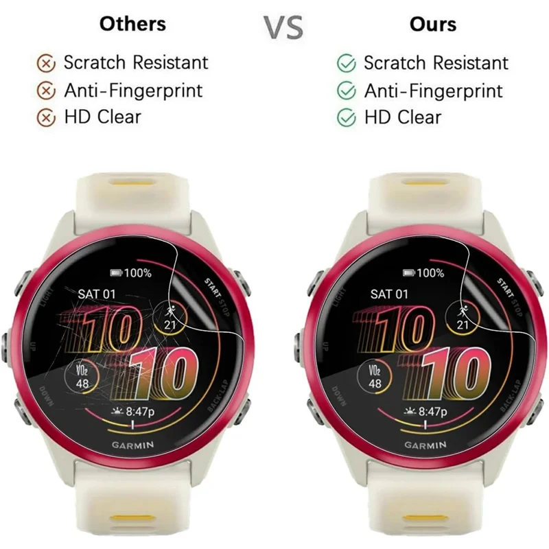 3 Peças Película Protetora de Tela 3D para Smartwatch Garmin Forerunner 570 42mm - Película Hidrogel Anti-Risco