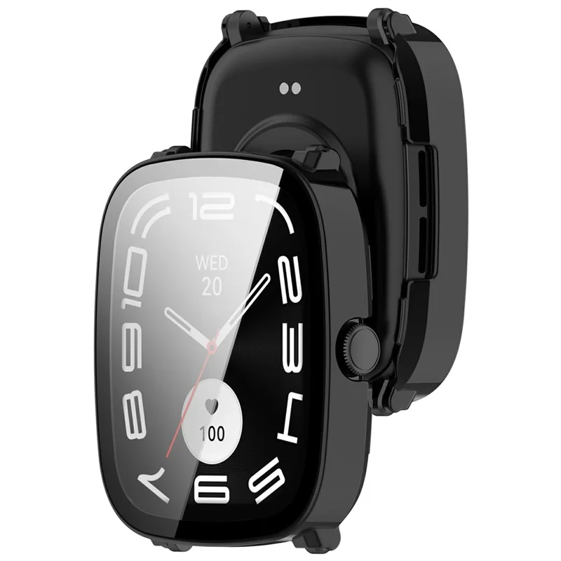 For Haylou RS5 Watch Case with Tempered Glass Screen Protector PC Protective Cover - Black