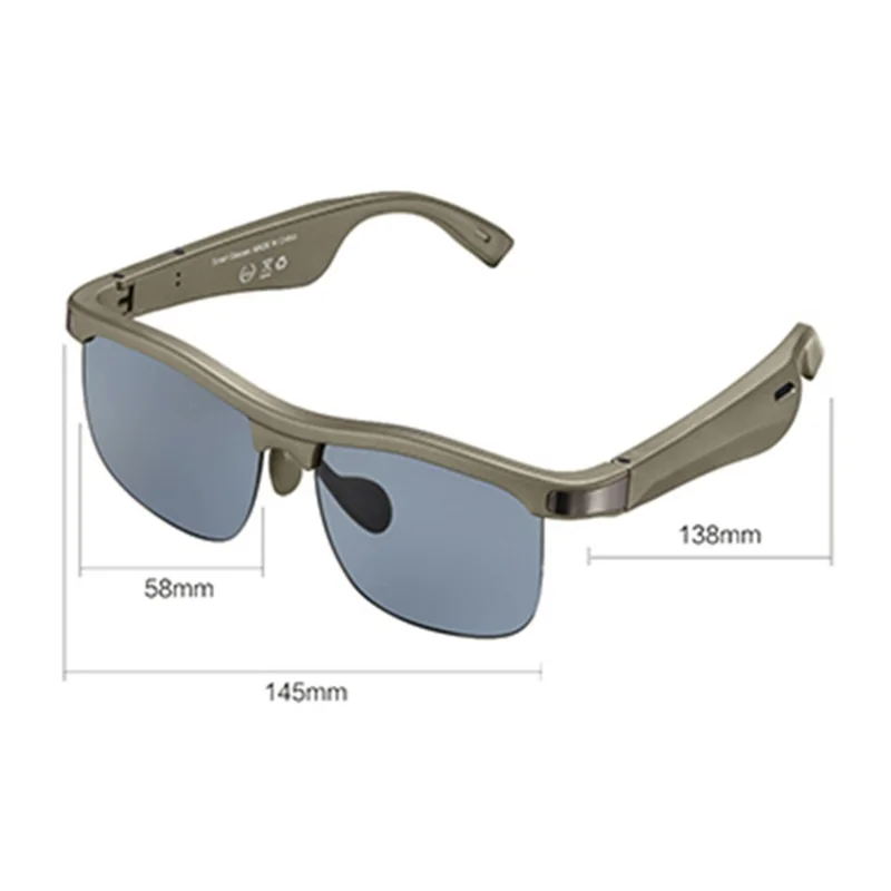 GL1 Echtzeit-Übersetzungs-Bluetooth-kompatible KI Smart-Brille UV-Schutz Musik Sonnenbrille - Titangrau