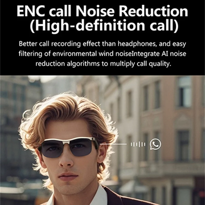 GL1 Echtzeit-Übersetzungs-Bluetooth-kompatible KI Smart-Brille UV-Schutz Musik Sonnenbrille - Titangrau