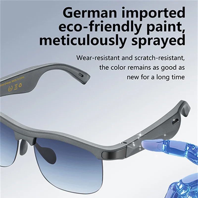 GL1 Echtzeit-Übersetzungs-Bluetooth-kompatible KI Smart-Brille UV-Schutz Musik Sonnenbrille - Titangrau