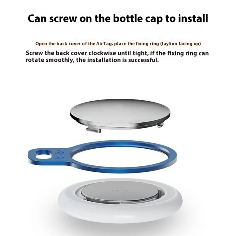 LAYLION For Apple AirTag Anti Lost Tracker Holder with Lanyard Aluminum Alloy Hanging Case - Orange