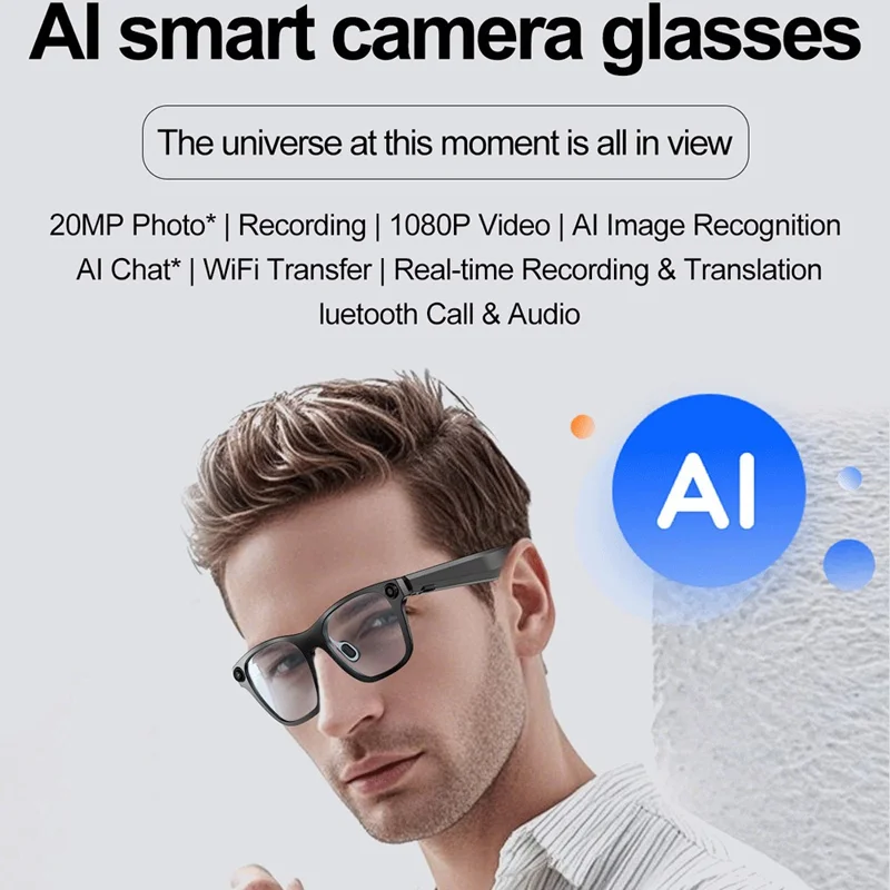 S336 KI-Übersetzer Smart Brille Bluetooth-kompatibel Anrufe 5MP Bildstabilisierung Videoaufnahme Kamera