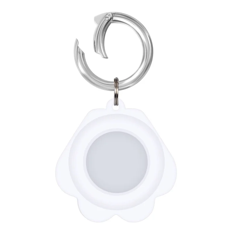Capa Protetora de Silicone para Apple AirTag com Design de Patinha, Capa Anti-Risco com Gancho - Branco