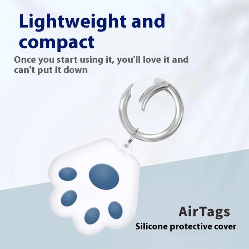 Capa Protetora de Silicone para Apple AirTag com Design de Patinha, Capa Anti-Risco com Gancho - Branco
