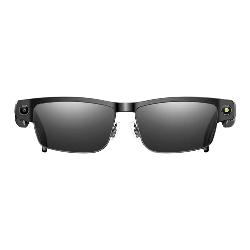 Occhiali smart L802 AI Traduttore 8MP Videocamera Anti-scuotimento Riproduzione Musica Chiamata Vocale Occhiali da vista - Montatura Nera + Lenti Nere