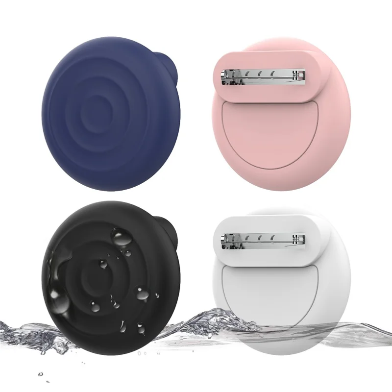 For Apple AirTag Protective Case Smart Tracker Waterproof Cover Wave Brooch Design with Front / Back Films - Black