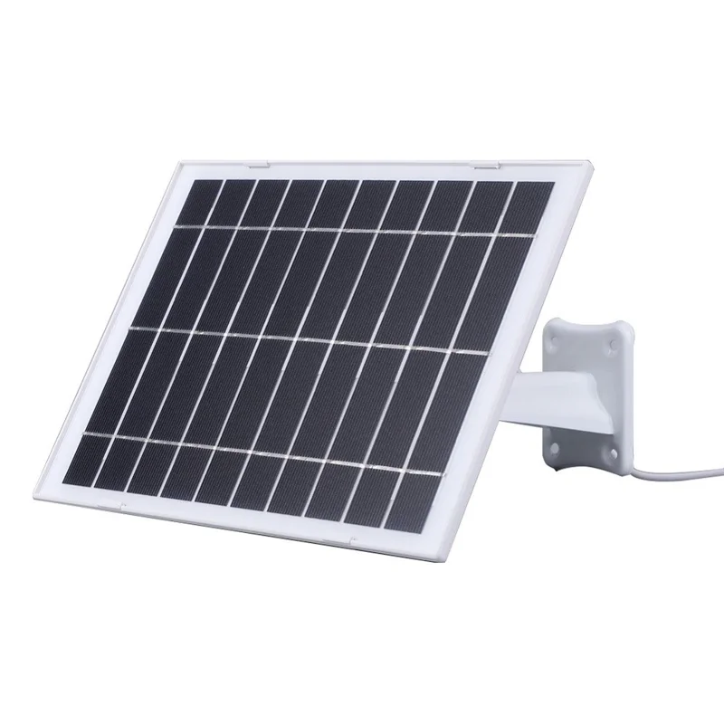 8W Monocrystalline Silicon Solar Panel for Outdoor Security Camera Charger with U-shaped Interface - White