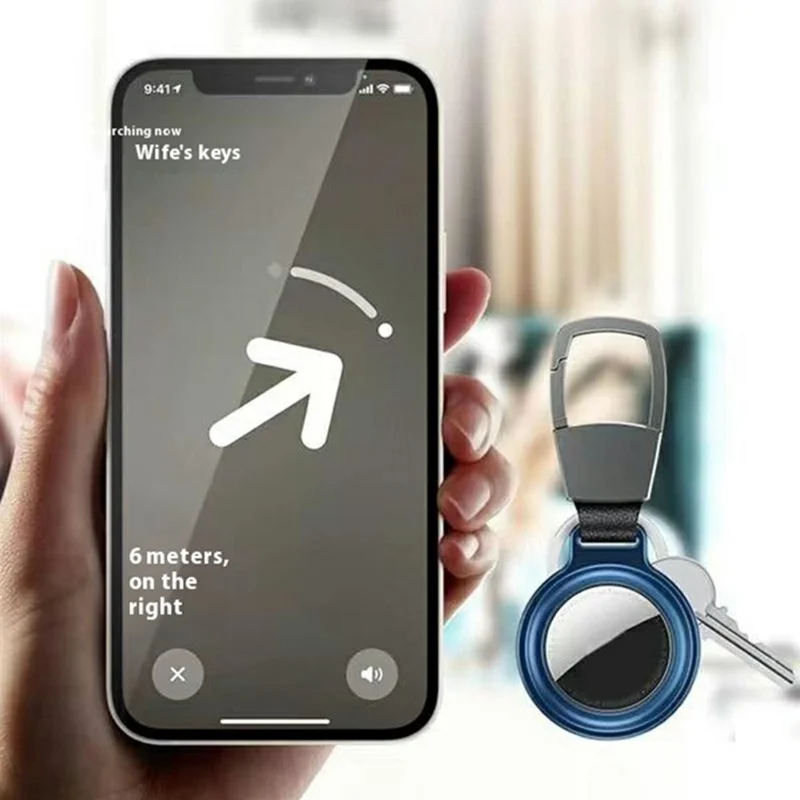 For AirTag Tracker Locator Case Thickened Aluminum Alloy Magnetic Protective Cover - Navy Blue