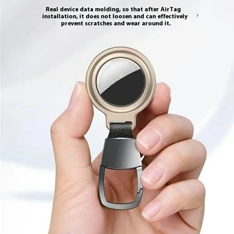 For AirTag Tracker Locator Case Thickened Aluminum Alloy Magnetic Protective Cover - Black