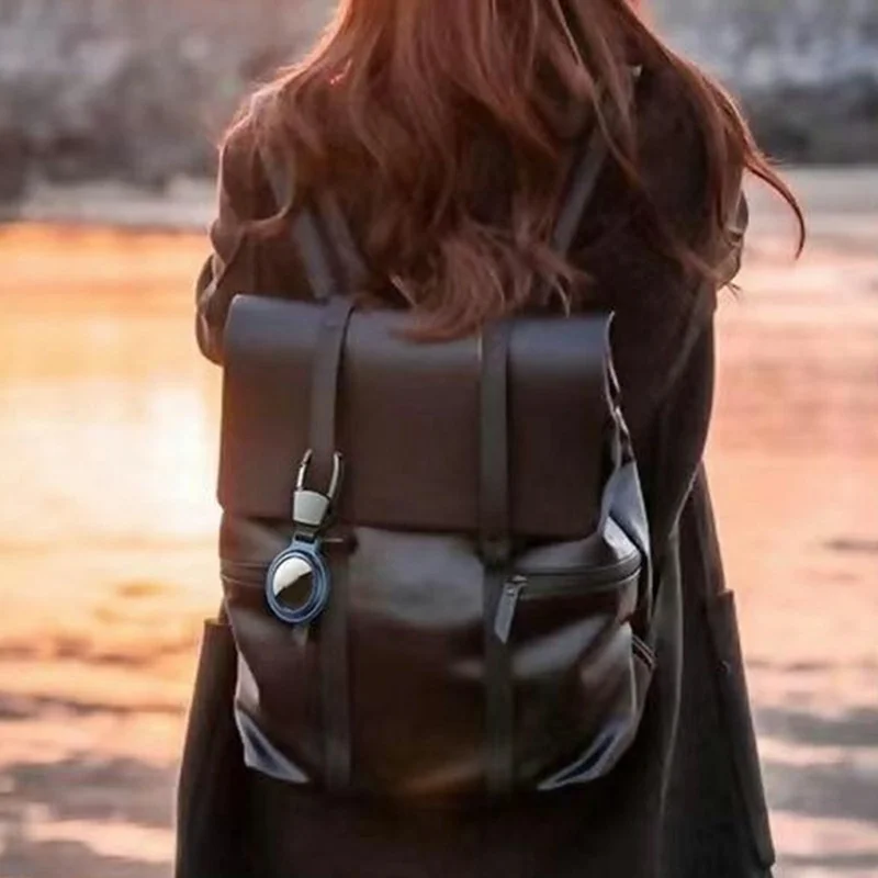 For AirTag Tracker Locator Case Thickened Aluminum Alloy Magnetic Protective Cover - Black