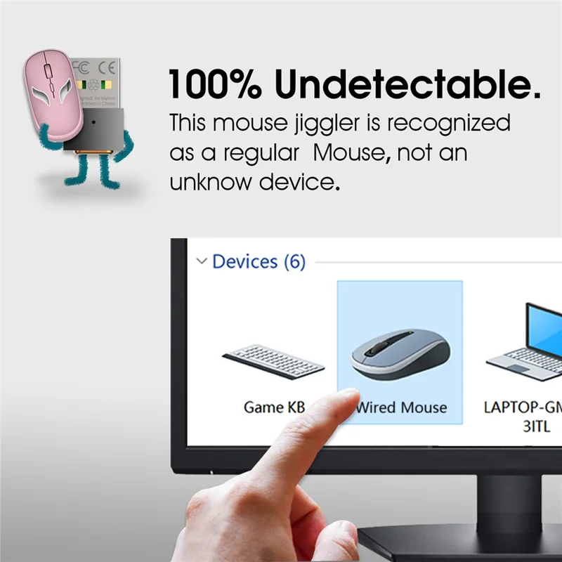 LAYLION L207 3 Modes Virtual Mouse Jiggler Auto Cursor Mini Mover Keeps Awake for Computer