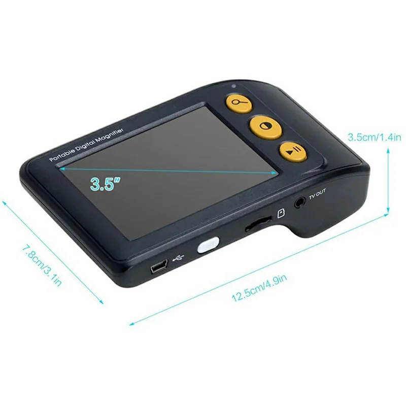 YS008 Lupa Electrónica de 3,5 Pulgadas 2-25X para Personas con Baja Visión, Lectura de Periódicos y Libros - Negro