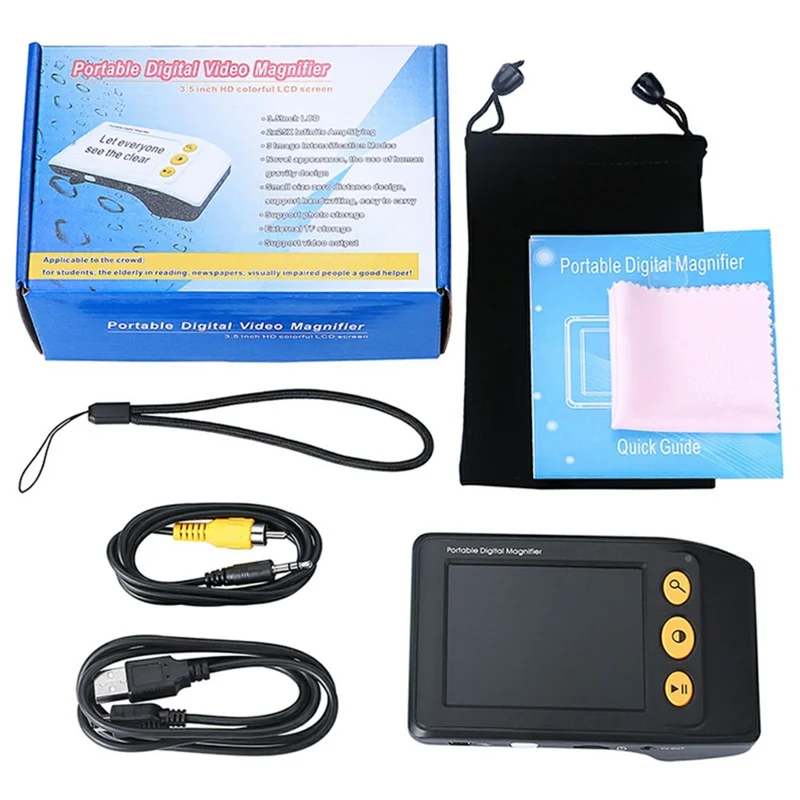 YS008 Lupa Electrónica de 3,5 Pulgadas 2-25X para Personas con Baja Visión, Lectura de Periódicos y Libros - Negro