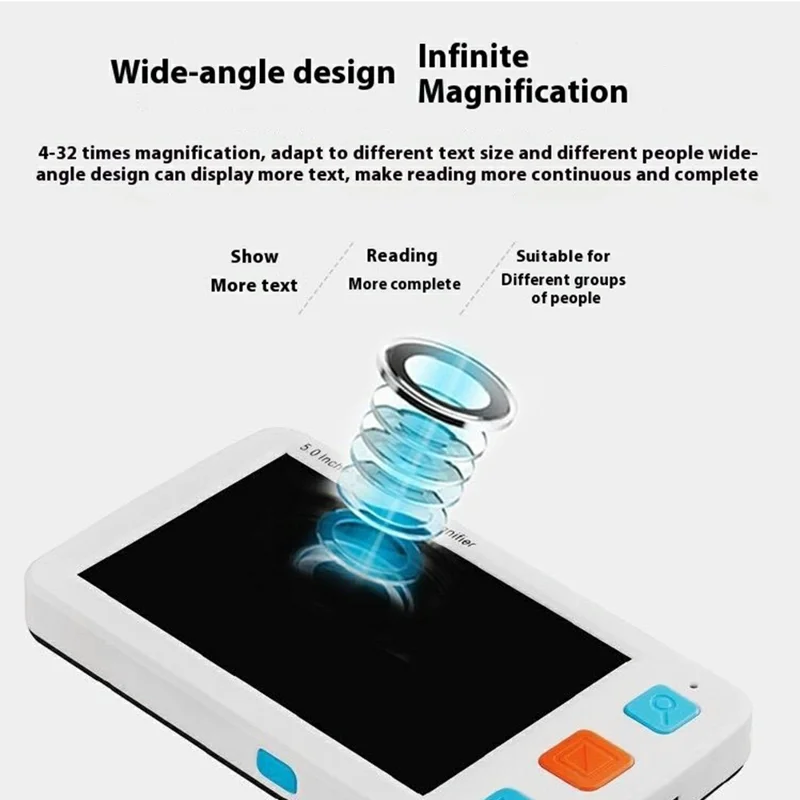 YS011 Low Vision 5 Inch HD Electronic Magnifier Reading Aid Portable 4-32X Digital Magnifier