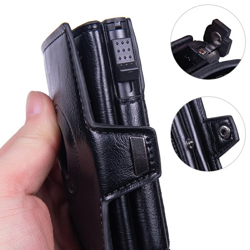 For Apple AirTag Protector Leather Wallet RFID Blocking Multi Card Holder ID Organizer - Black