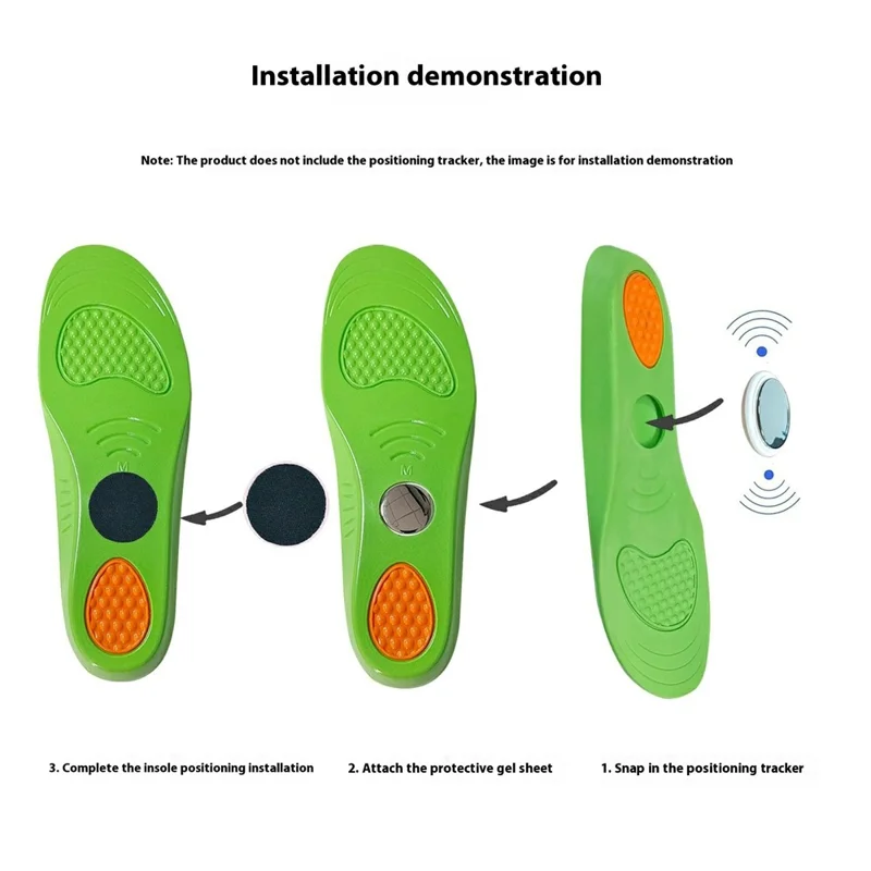 1 Pair Kids Seniors PU Shoe Insoles for Apple AirTag Tracker Holder with Front Rear Protection Film - XS
