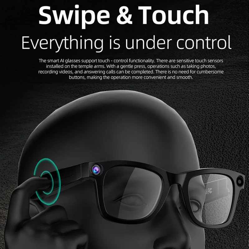 G300 AI Translation Touch Control Smart Glasses with 8MP Camera Image Stabilization Video Recorder