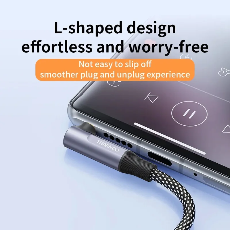 TRANYOO T-E13 Cavo Audio da 3,5 mm Cavo ad Angolo di 90 Gradi da 1,5 m Intrecciato Aux Cord Alta Definizione Audio