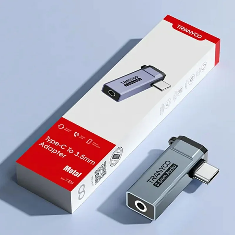 Adaptateur Audio TRANYOO T-E20 Type-C vers 3,5 mm en Alliage d'Aluminium