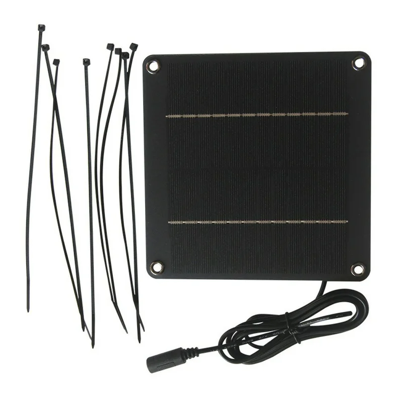 DC 5521 Female Connector 4W 12V Monocrystalline Solar Panel with Fan Portable Outdoor Power Supply