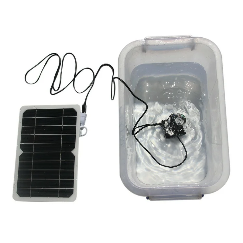 5W Solar Panel USB Output Portable Water Pump with LED Light for Outdoor Fountain Small Pond
