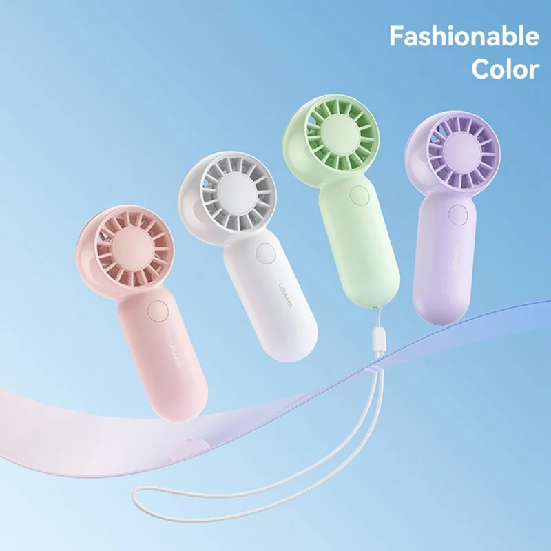 USAMS ZB354 Mini Pocket Fan Portable USB Rechargeable 3 Speed Settings Handheld Cooling Fan - Pink