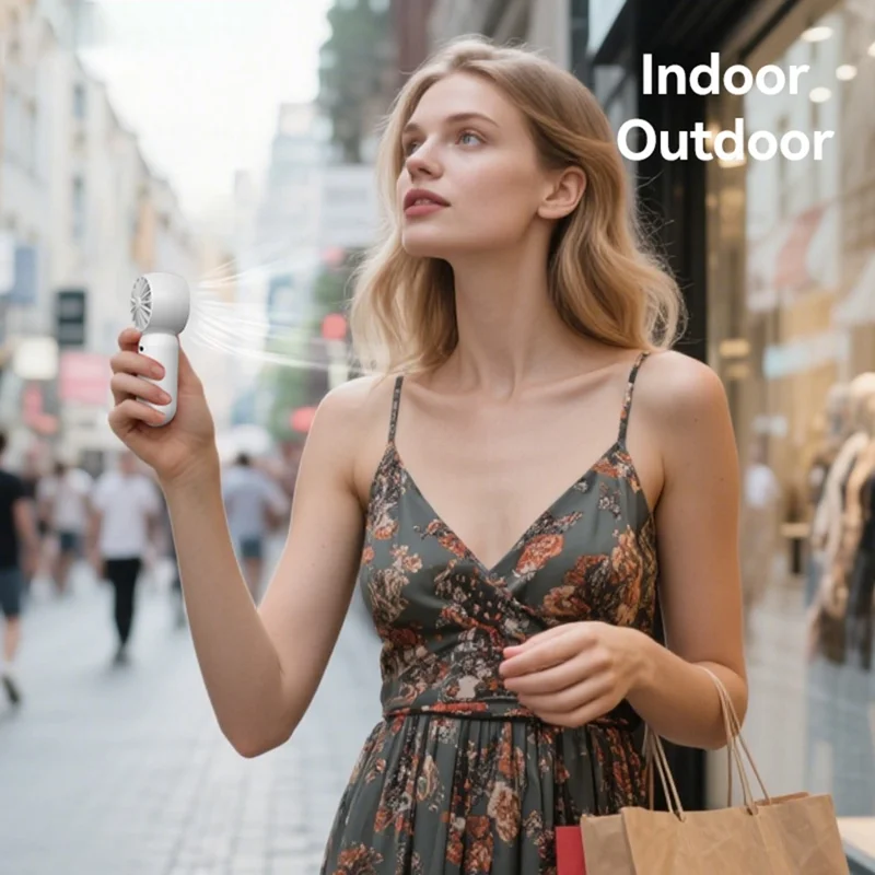 USAMS ZB354 Mini Pocket Fan Portable USB Rechargeable 3 Speed Settings Handheld Cooling Fan - White