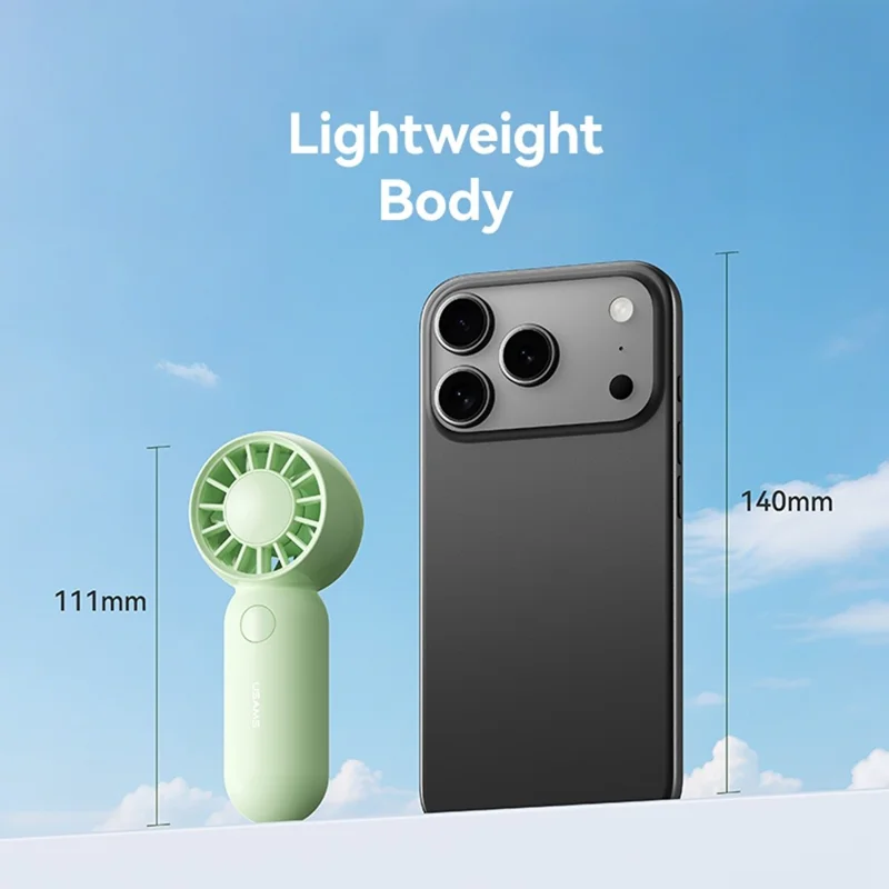 USAMS ZB354 Mini Pocket Fan Portable USB Rechargeable 3 Speed Settings Handheld Cooling Fan - White