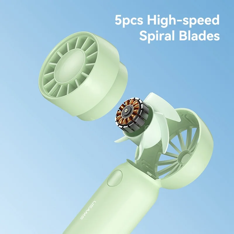 USAMS ZB354 Mini Pocket Fan Portable USB Rechargeable 3 Speed Settings Handheld Cooling Fan - White