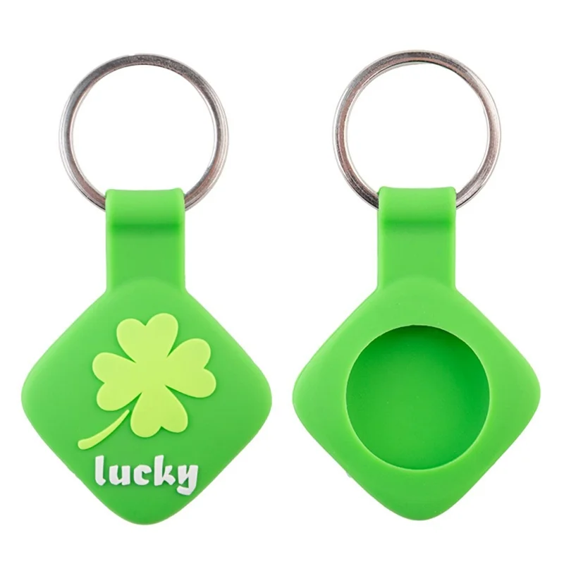For Apple AirTag Tracker Silicone Protective Case Creative Cute Design Scratch Resistant - Green Clover