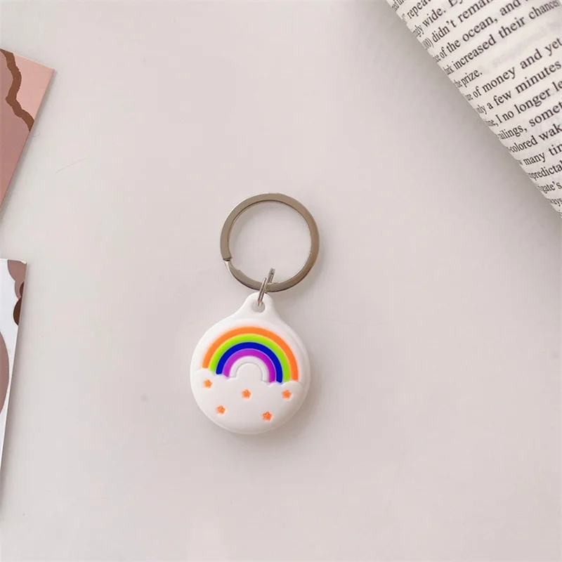 For Apple AirTag Tracker Silicone Protective Case Cartoon Cute Design Scratch Resistant Shockproof Cover - White Bear