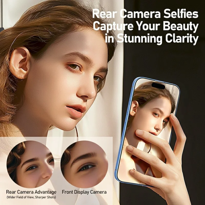 T1 per Smartphone Schermo di Visualizzazione Magnetico Posteriore Dispositivo di Mirroring con WiFi 2.4G / 5G Modalità Doppia Monitor Selfie - Bianco