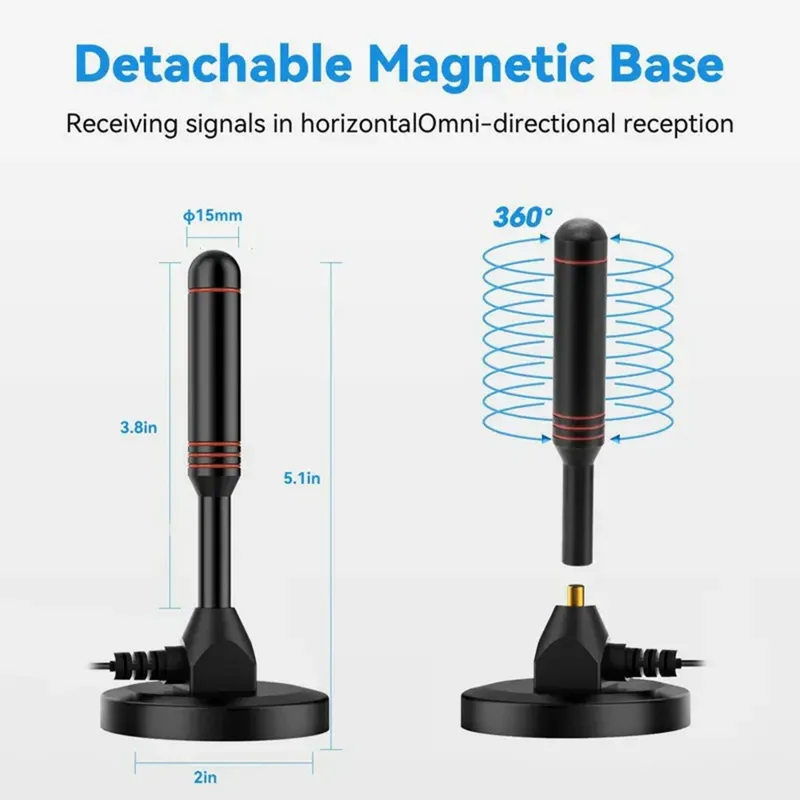 Antenne TV VHF UHF 4K Récepteur de signal à gain élevé avec amplificateur Compatible ATSC DVB-T