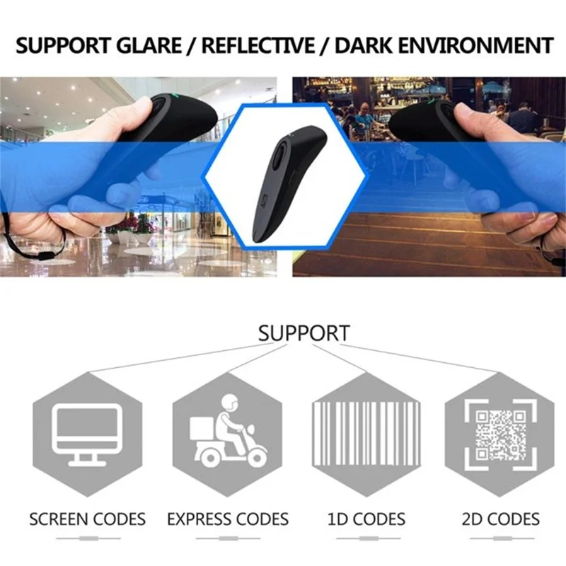 R40 Scanner Multifonctionnel Bluetooth Compatible 2,4G avec Base pour Code QR 2D et Code-Barres