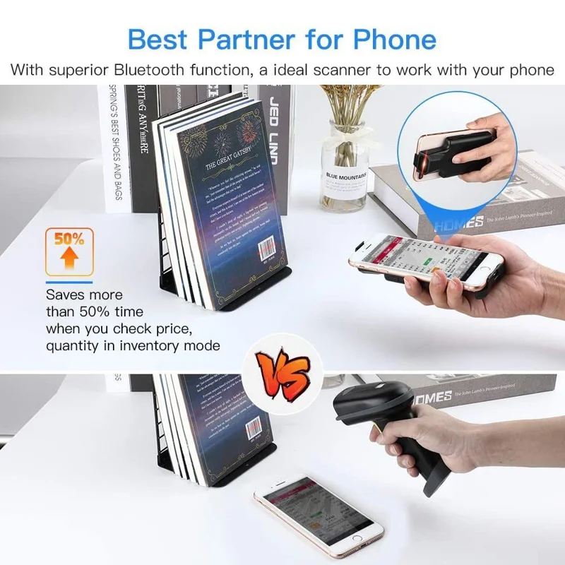 Escáner de código de barras R70 compatible con Bluetooth, portátil inalámbrico, lector de códigos QR 2D