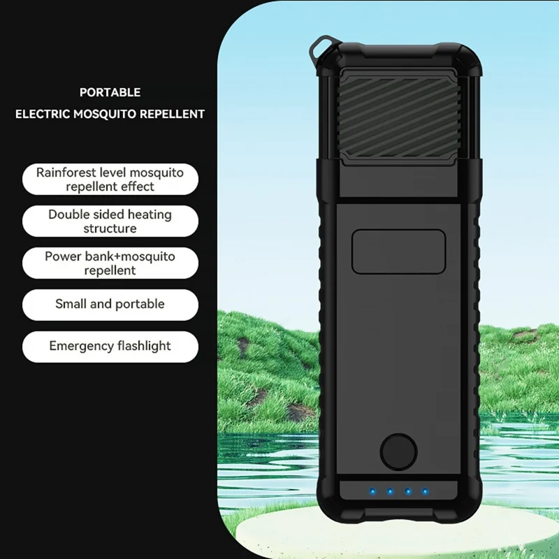 T08 Elektrischer Mückenvertreiber - Tragbarer Doppelseitiger Hitzeschutz für Outdoor / Camping / Wandern - Schwarz
