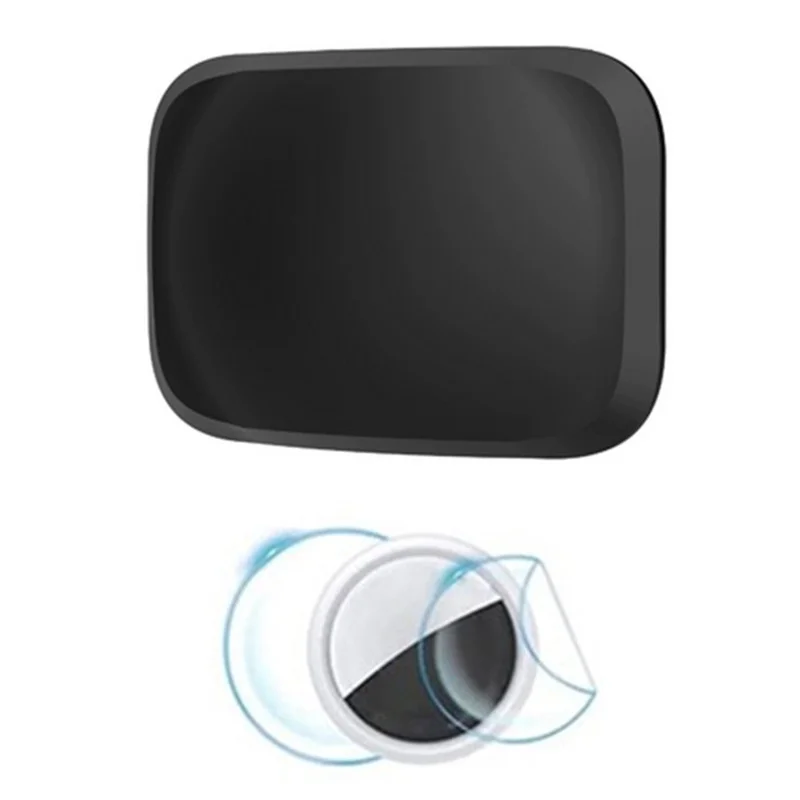 For Apple AirTag Magnetic Silicone Case Smart Tracker Protective Cover with Front and Back Films - Black