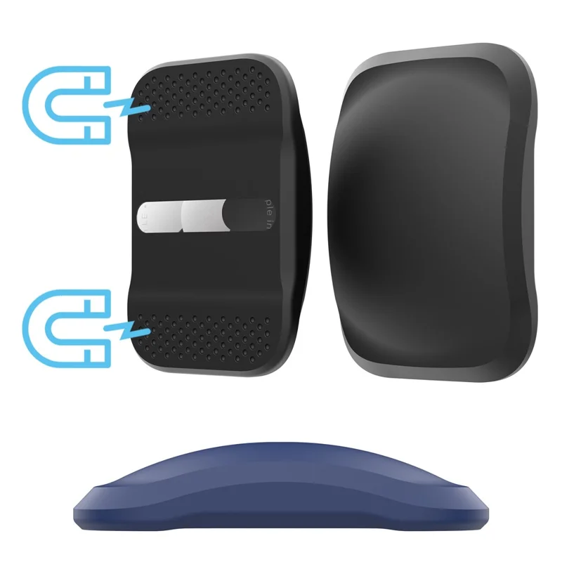 For Apple AirTag Magnetic Silicone Case Smart Tracker Protective Cover with Front and Back Films - Black