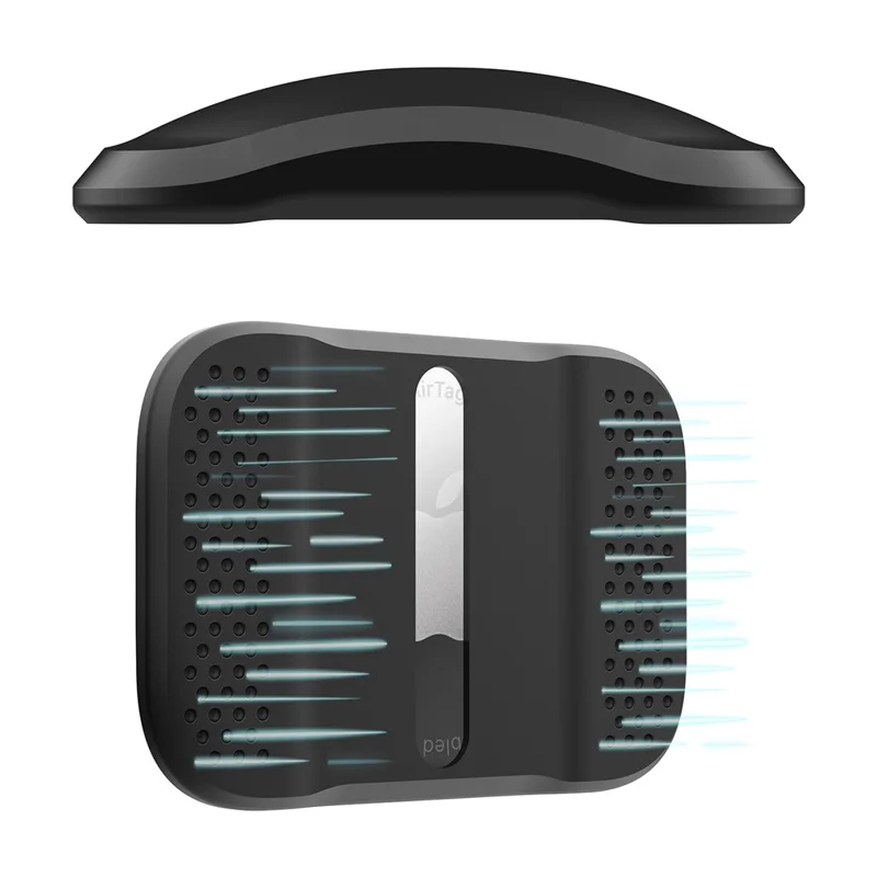 For Apple AirTag Magnetic Silicone Case Smart Tracker Protective Cover with Front and Back Films - Black