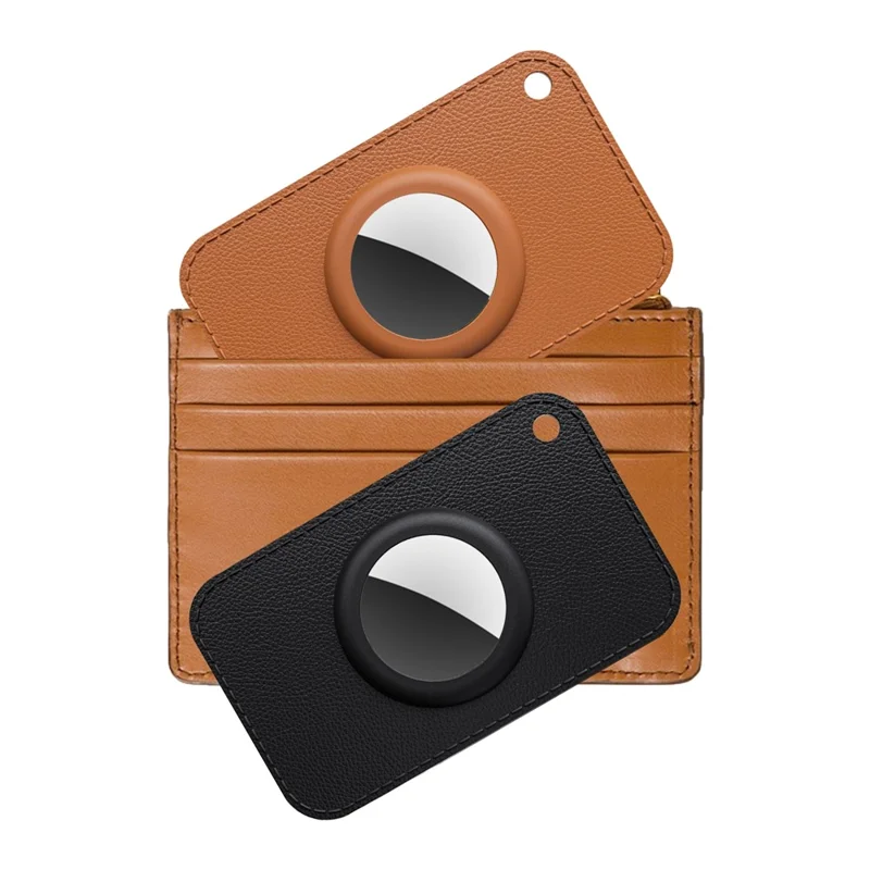 Funda de Tarjeta para Apple AirTag con Protector Frontal y Trasero - Negro